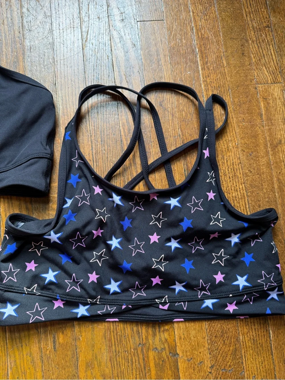 Athletic Works Black & Star-Print Strappy Sports Bra Set Girls